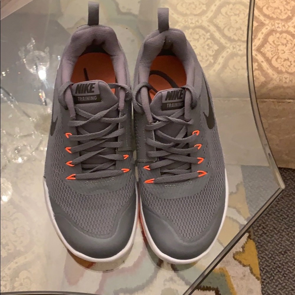 Grey running shoes